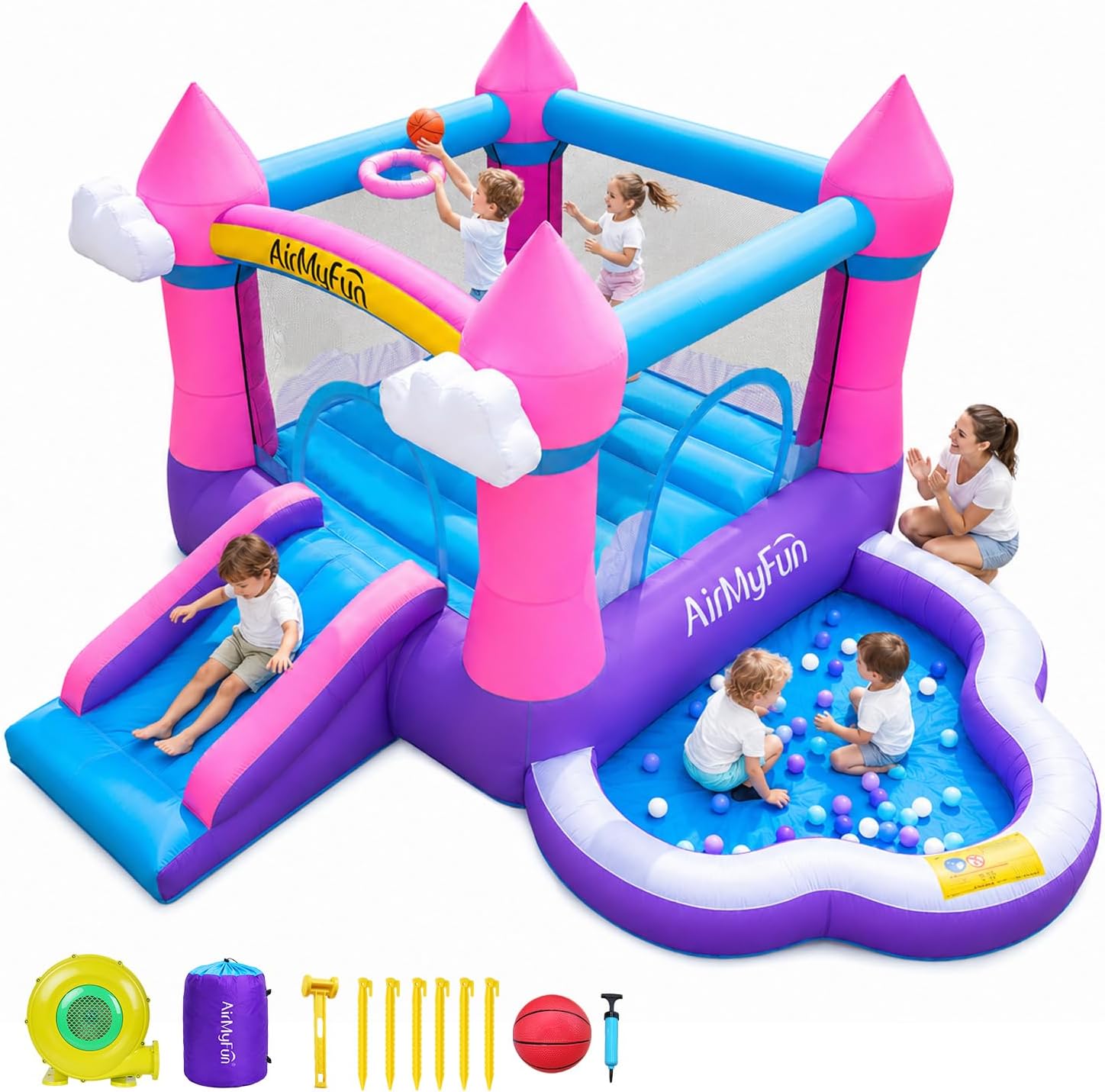 Kids Outdoor Inflatable - بيت قفز قابل للنفخ باللون الوردي
