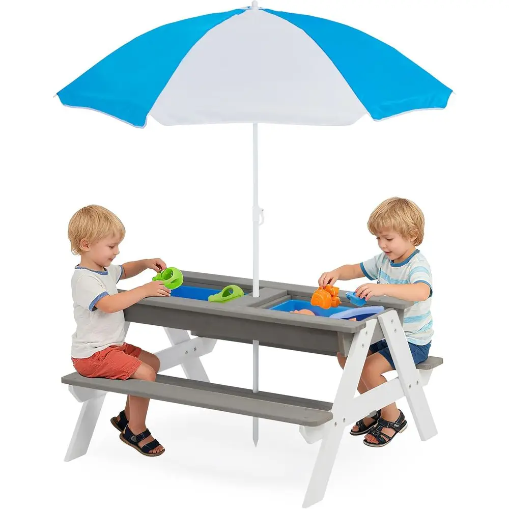 Kids Outdoor Umbrella - طاولة نزهة خشبية قابلة للتحويل 3