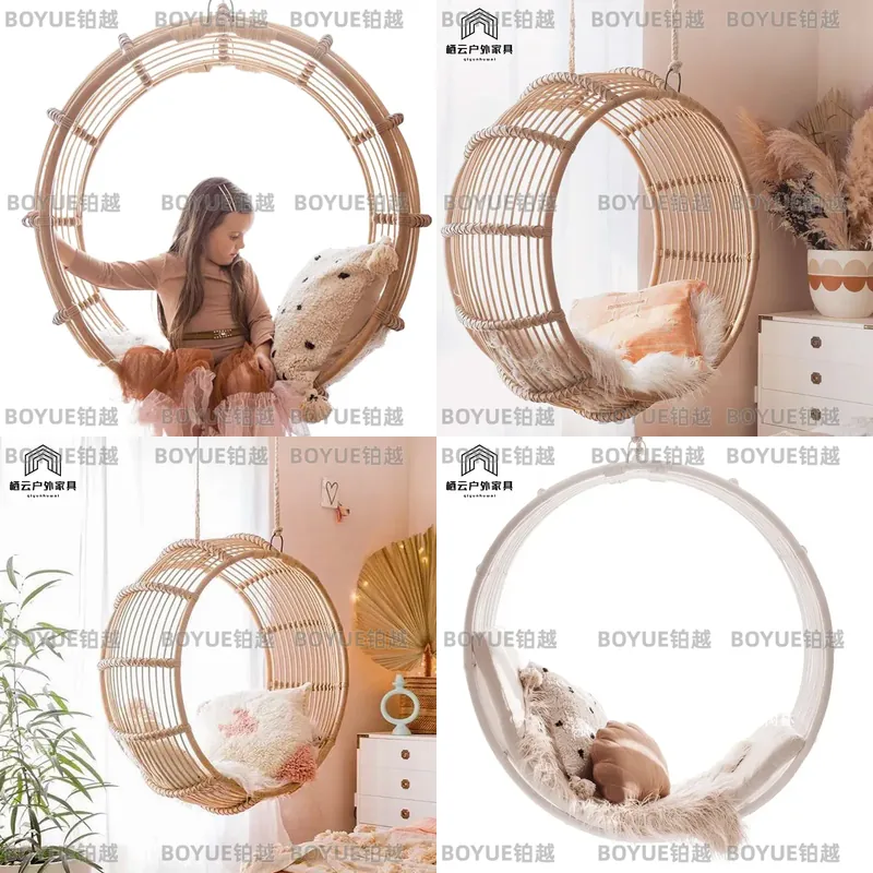 Kids Outdoor Hanging Chair - كرسي هزاز خارجي من الراتان، أرجوحة