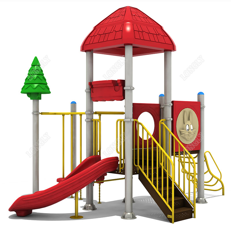Kids Outdoor Area - زحليقة بلاستيكية حمراء للأطفال من مادة