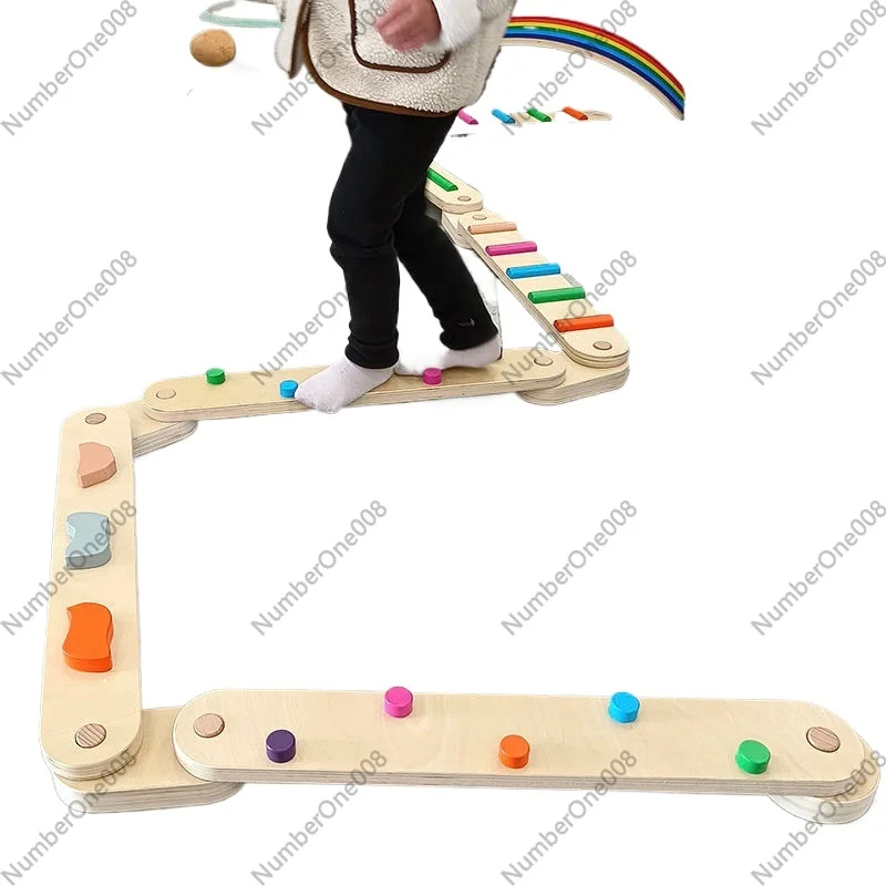 Kids Outdoor Balance Beam - لوح توازن خشبي سميك، معدات تدريب