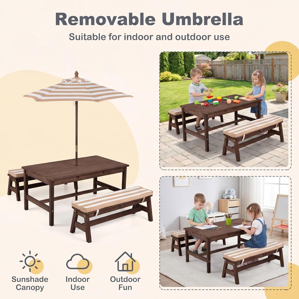 طاولة نزهة للأطفال، سطح طاولة  - مراجعة Kids Outdoor Umbrella وسعره
