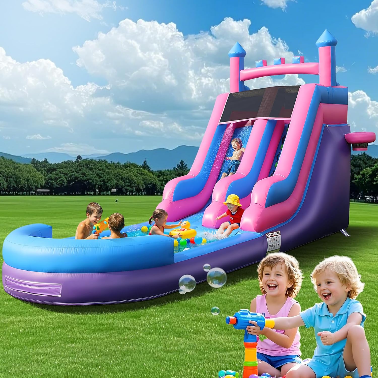 زحليقة مائية قابلة للنفخ بطول  - مراجعة Kids Outdoor Pool وسعره