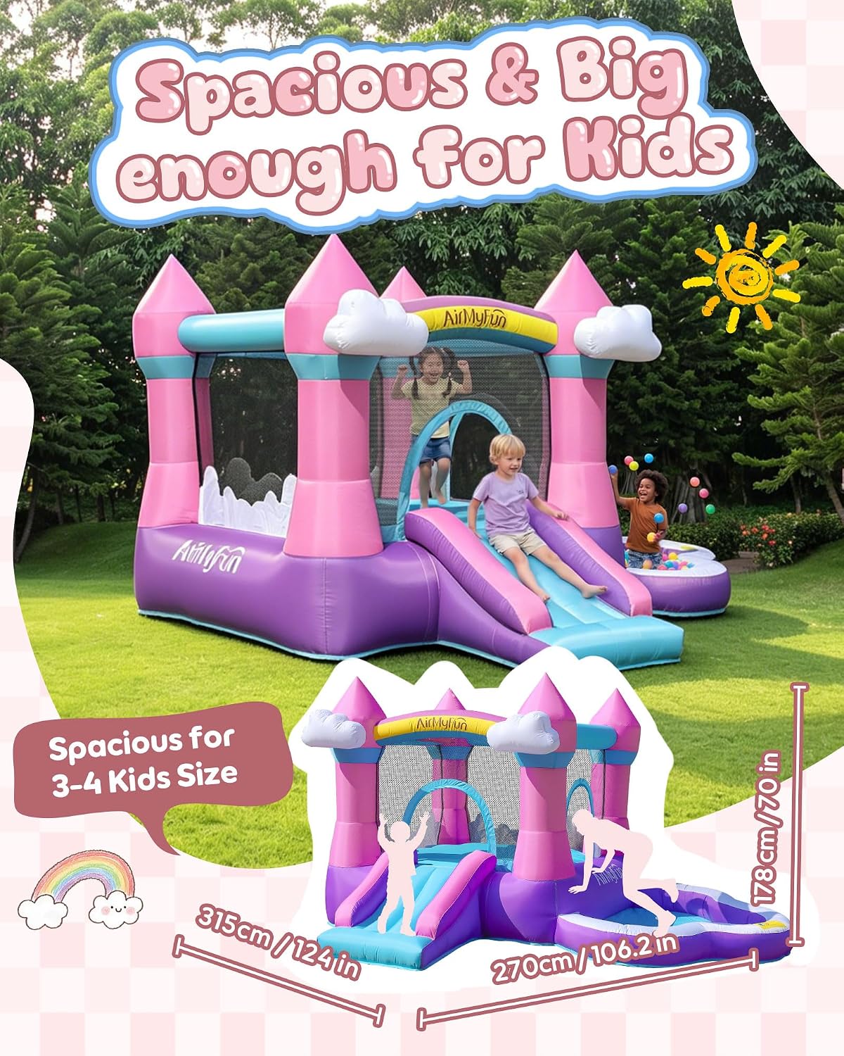 بيت قفز قابل للنفخ باللون الور - مراجعة Kids Outdoor Inflatable وسعره
