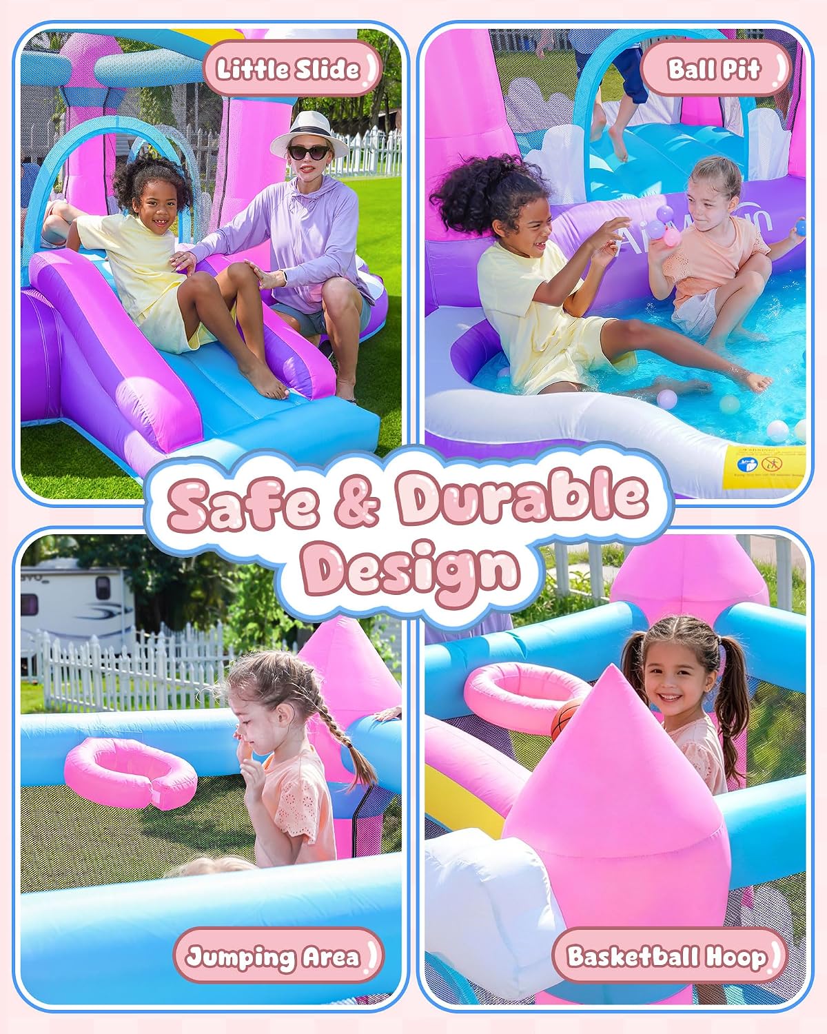 بيت قفز قابل للنفخ باللون الور - مراجعة Kids Outdoor Inflatable وسعره
