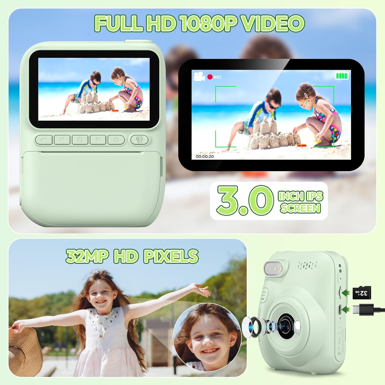 كاميرا طباعة فورية للأطفال، كا - مراجعة Outdoor Toys For Kids وسعره
