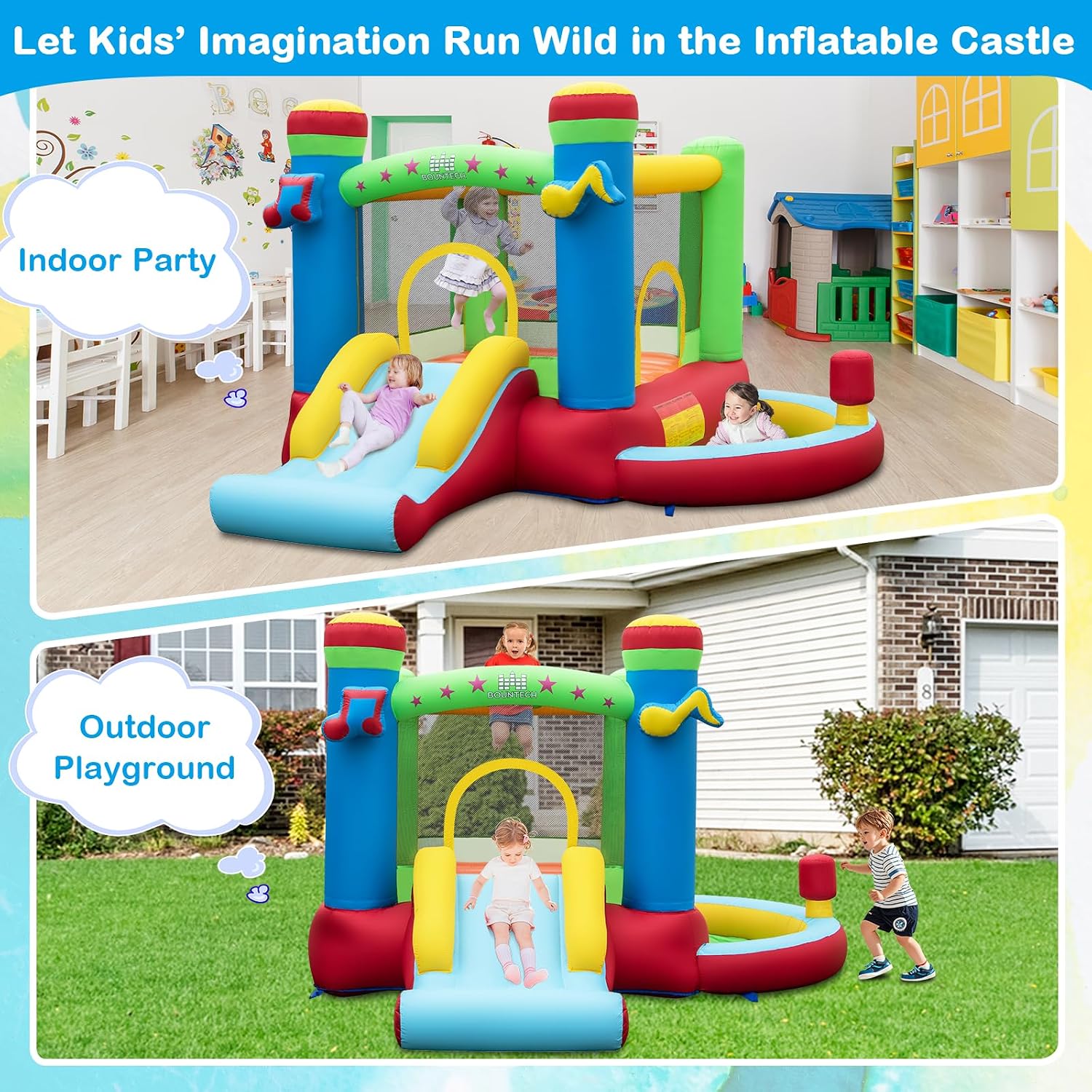 بيت قفز قابل للنفخ مع حوض كرات - مراجعة Kids Outdoor Inflatable وسعره