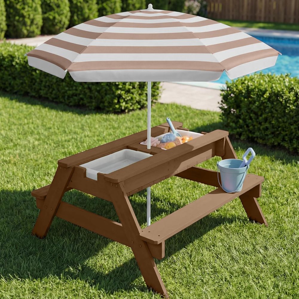 طاولة نزهة للأطفال مع مظلة، طا - مراجعة Kids Outdoor Umbrella وسعره